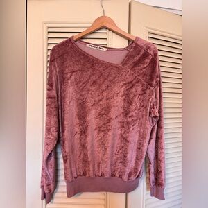Michael Stars Dusty Rose Velvet asymmetrical Pullover Sweatshirt